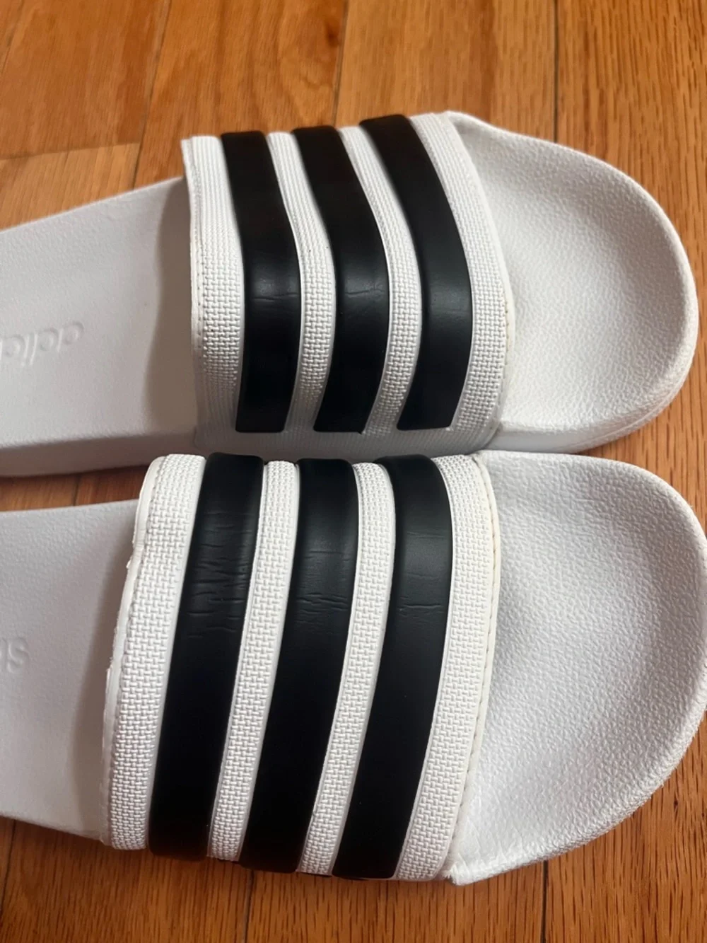 Adidas Adilette Shower Slides White/Black - Men's 7 (Fits Women's 8-8.5)